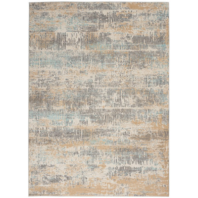 Abstract Area Rug in Beige/Blue