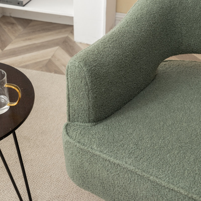 Fauteuil demi-tonneau pivotant de 28 po Kenzlee, Tissu vert en peluche