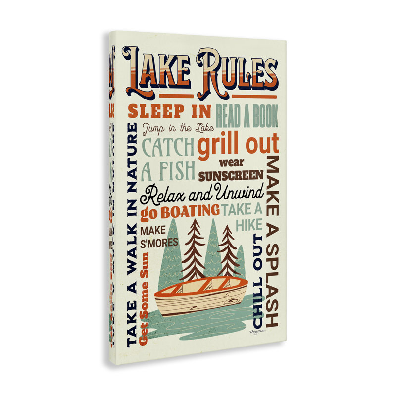 Art mural sur toile, "Lake Rules" par Marla Rae, H 24 po x l 16 po