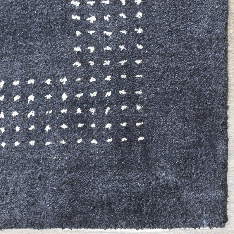 Atiq HAND KNOTTED LOOM SILK ECO-FRIENDLY AREA RUGS  - Rectangle Shape, Charcoal Colour, Contemporary Design