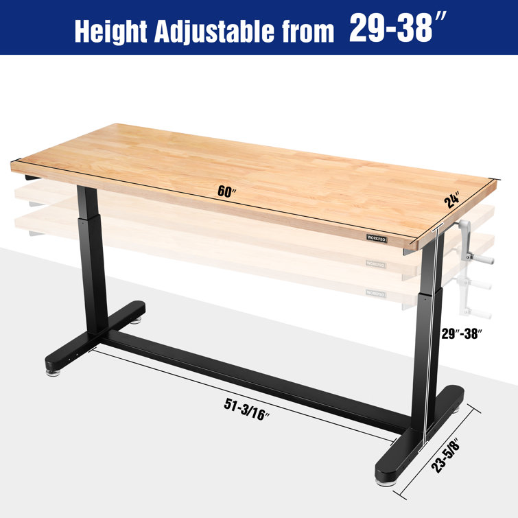 Husky 46 in. W x 24 in. D Steel Adjustable Height Solid Wood Top