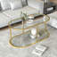 Table basse, table centrale à 2 niveaux avec structure en métal robuste, table d'appoint moderne en verre trempé pour le salon, la chambre à coucher ou le bureau à domicile