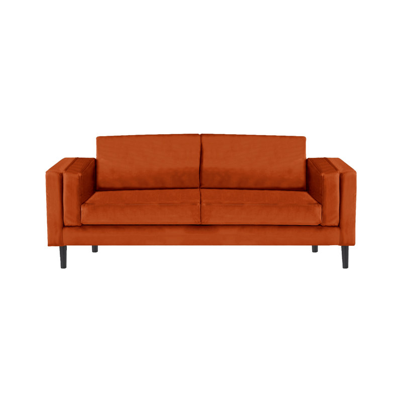 Deavian Velvet Sofa, 2, Deep Orange, Black
