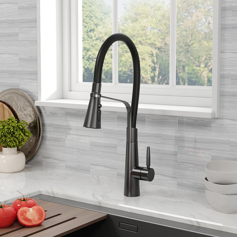 Happy Larry Ashburton Pull Down Kitchen Faucet, Matte Black