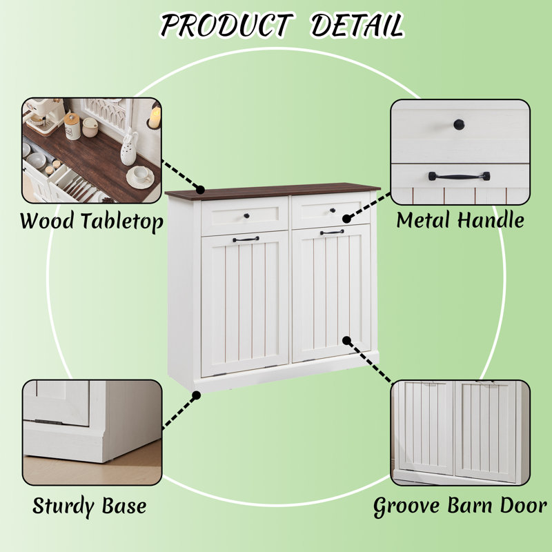 Armoire à paniers à linge Tilt Out, H 35,8 po x l 39,3 po x P 13 po, Blanc