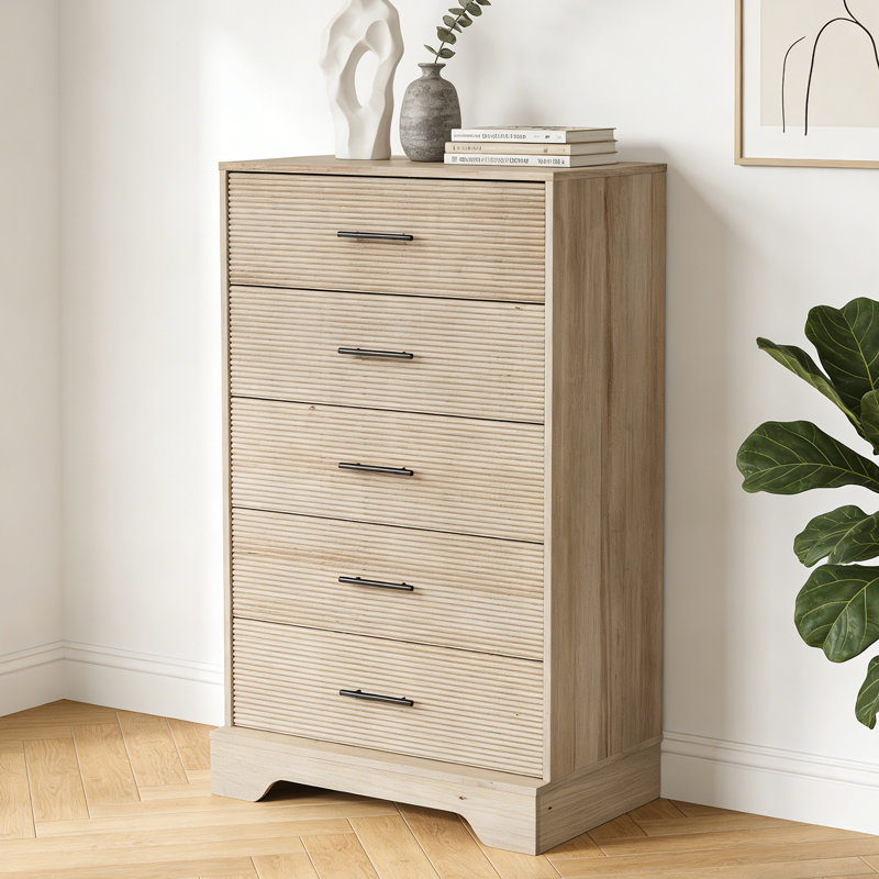 Zaneta 5-Drawer Manufactured Wood Storage Chest , Neutral