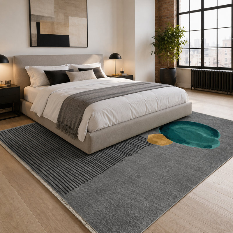Abstract Cotton and Chenille Flatweave Area Rug, 60 x 100 cm