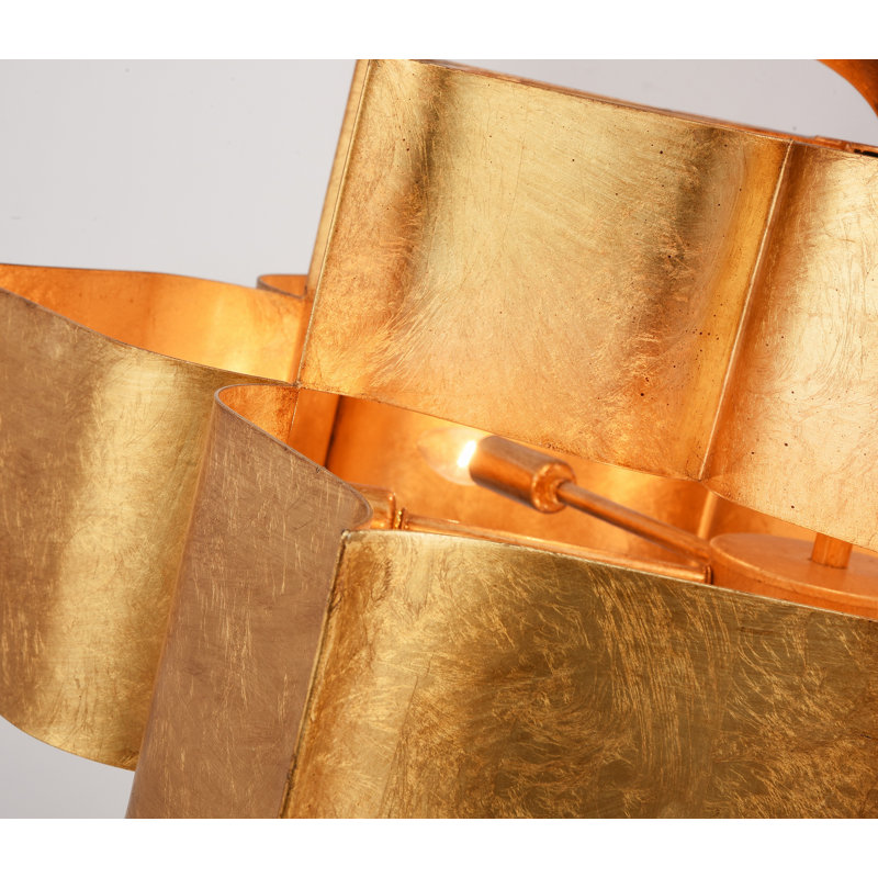 Lillard 12-Light 3-Tier Gold Chandelier With Gold Leaf Interior, Light Gold