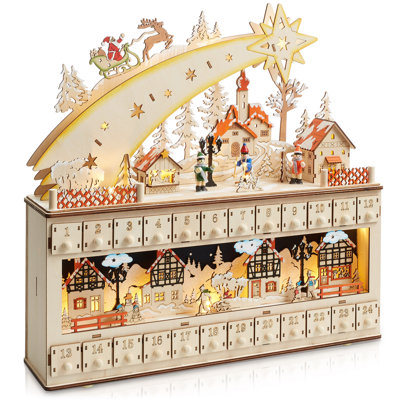 Wooden Christmas Advent Calendar - Christmas Countdown Decoration