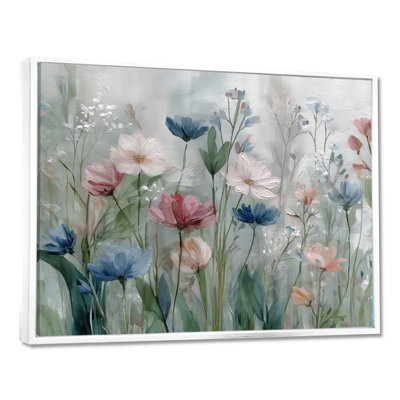 Green Blue Wildflower Meadows - Wildflowers Wall Art, Blue Floral Canvas Print