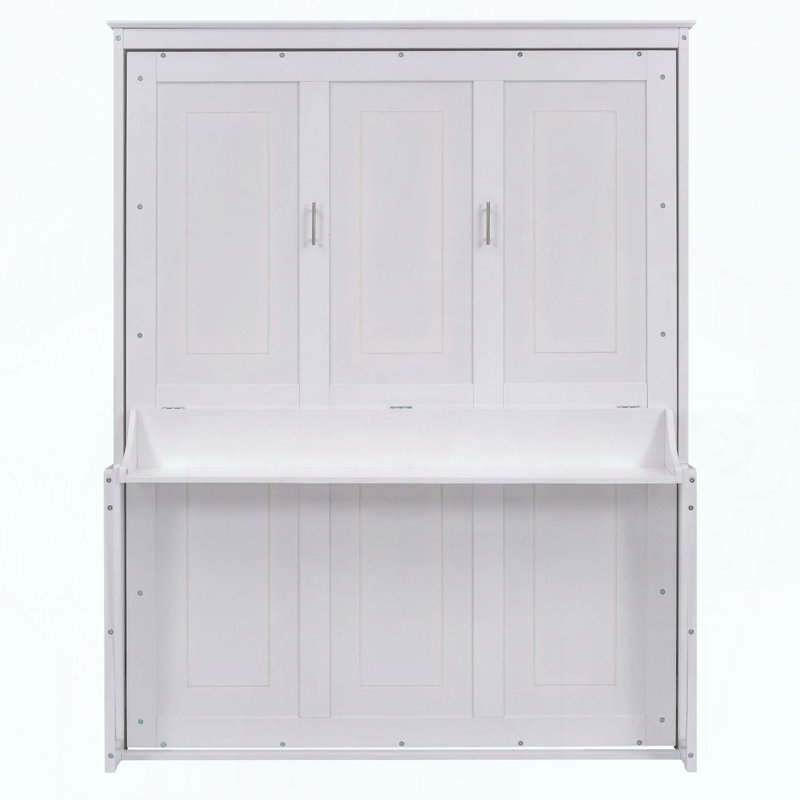 Grand lit escamotable avec tablette, Blanc
