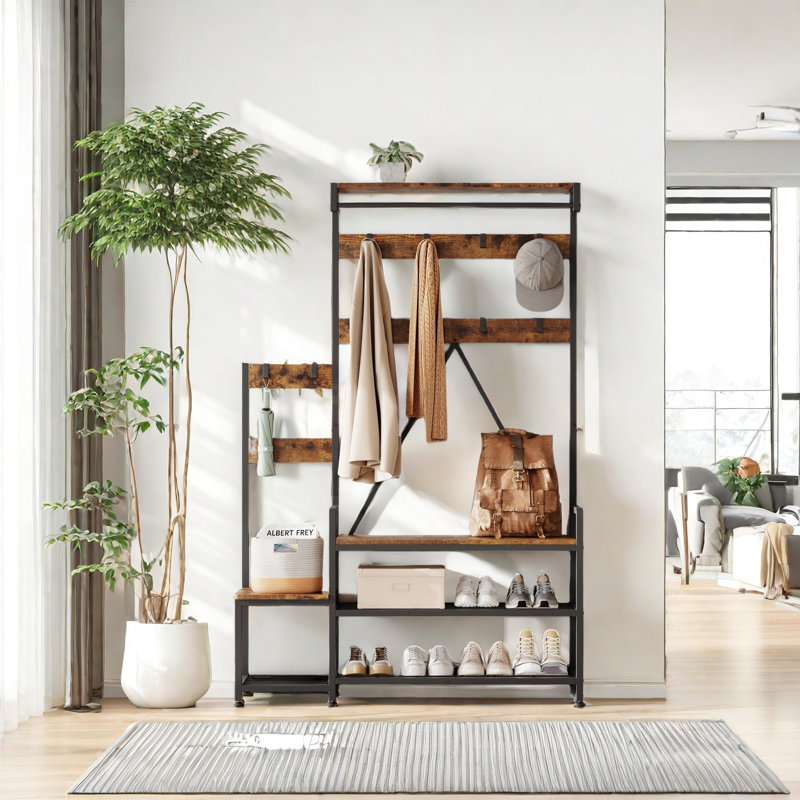Hall Tree 113cm Wide, Brown/Black