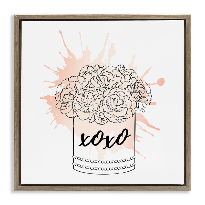 «Xoxo Pastel Flowers» par Martina Pavlova, Cadre flottant orme Montalcino, H 25 po x l 25 po