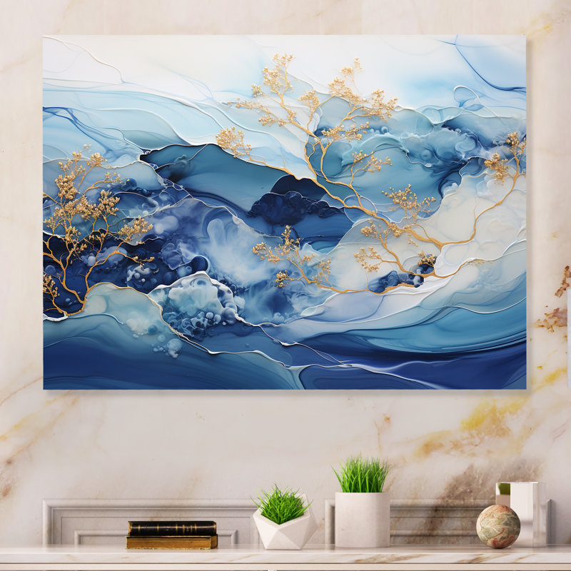 «White And Blue Alco Ink Dream» sur, H 30 po x l 40 po