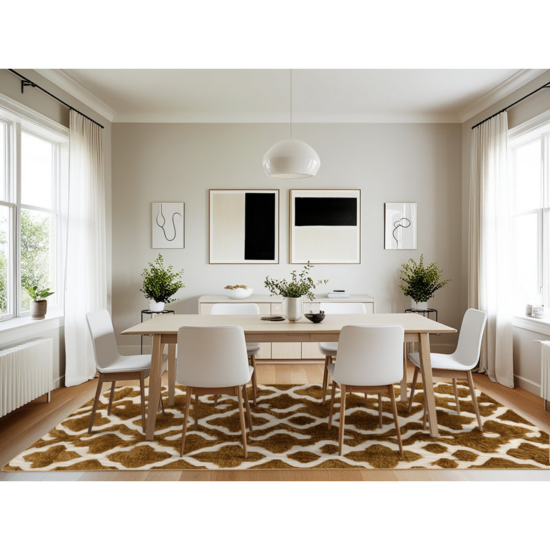 Machine Washable Trellis Brown Area Rug, Rectangle 7' x 10'