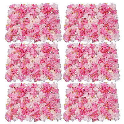 6 PCS Artificial Silk Flower Wall Panel