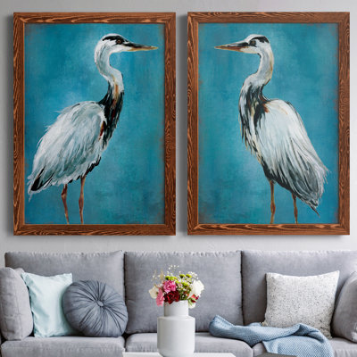 «Great Blue Heron I», ensemble de 2 peintures sur toile encadrées
