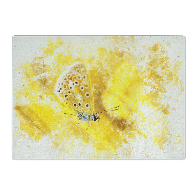 Tempered Glass Butterfly Watercolour Chopping Board, 28.5 cm x 39 cm