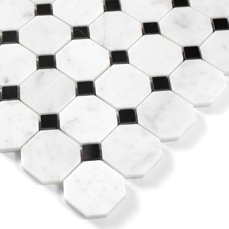 Carreau de carreaux de mosaïque en marbre blanc Carrare