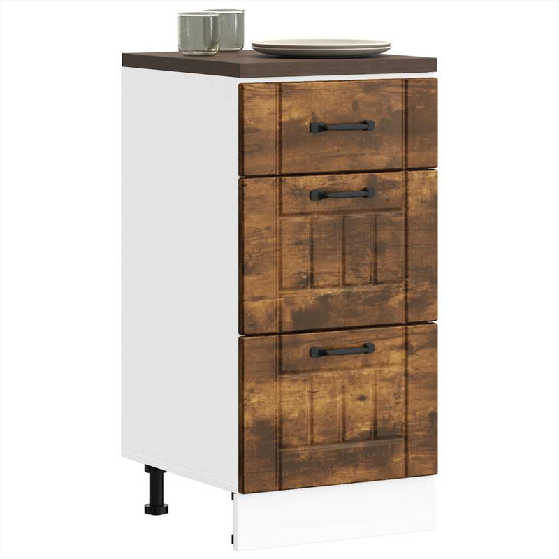 Atsabe Standard Base Cabinet, 81.5cm H x 40cm W x 46cm D, Smoked Oak