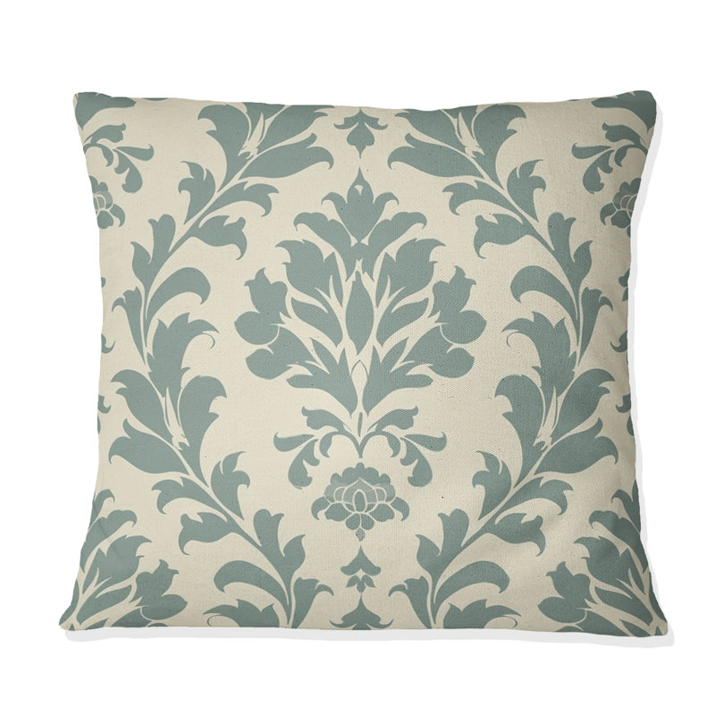 Imprimé damassé gris II - Coussin Country, H 16 po x l 16 po, Carrée