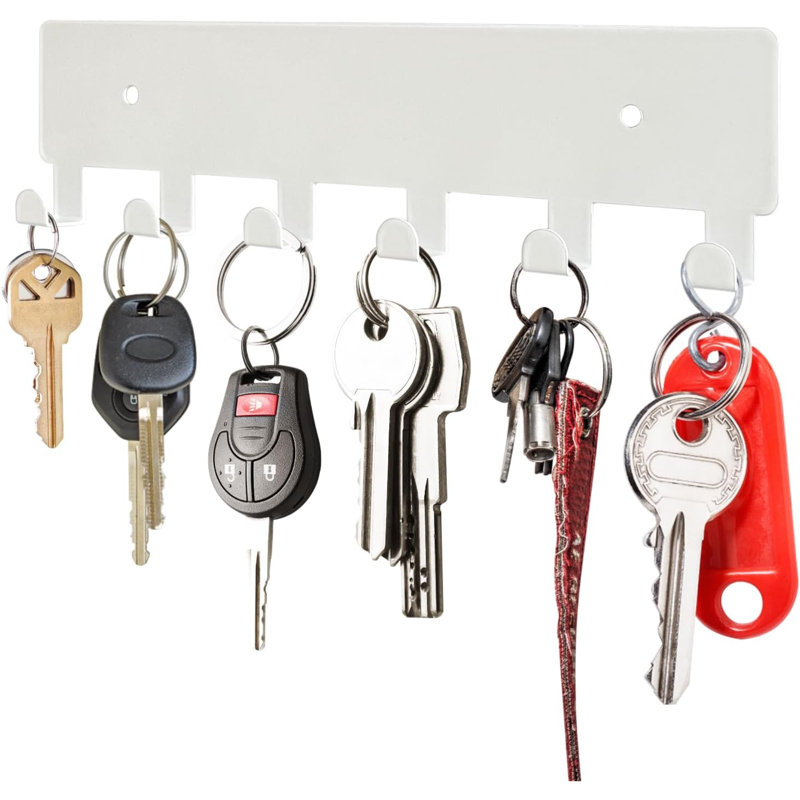 Godric Metal Wall Organizer with Key Hooks, White