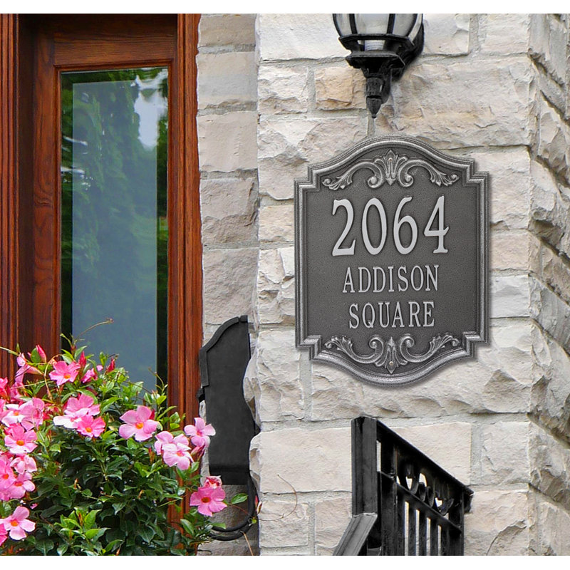 Signature Series 3-Line Wall Address Plaque, Smoke Gray, Gray, Yes