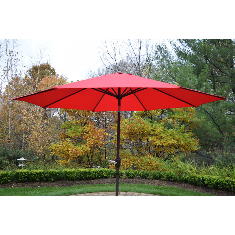 9' Red and Brown Market Umbrella with Aluminum Pole