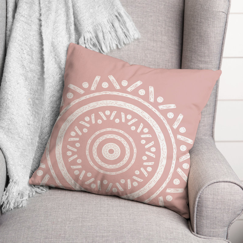  Coussin intérieur / extérieur Medallion, Rose, 20 po x 20 po