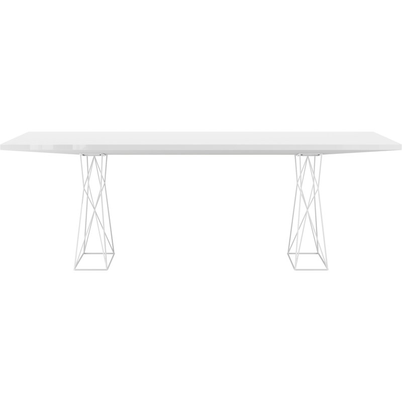 Gawen Dining Table, 39" W x 87" L, Glossy White/ White
