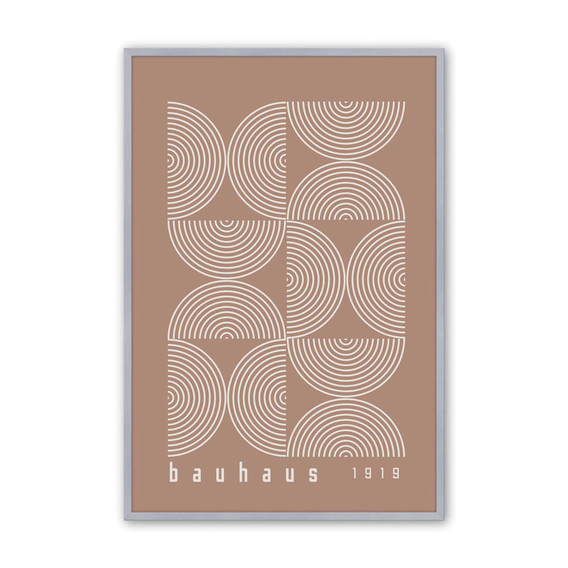 Affiche de composition brun Bauhaus II, Reproduction encadrée sans passe-partout, Chrome poli, H 25,25 po x l 19,25 po
