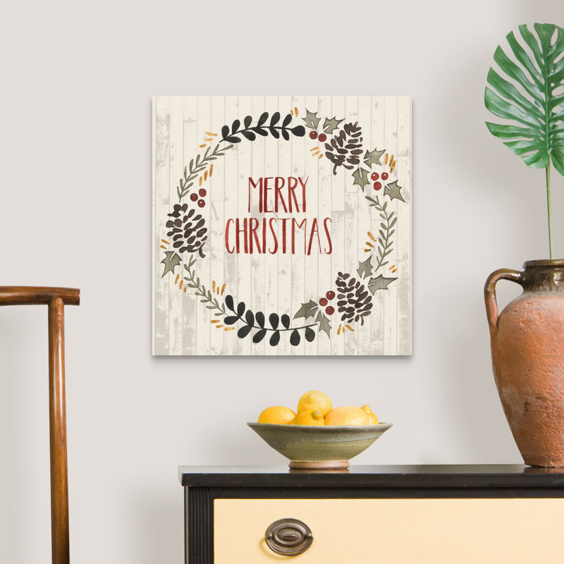 Reproduction d’art textuel sur toile, "Rustic Christmas II" par Grace Popp, H 16 po x l 16 po x P 1,25 po, Toile tendue