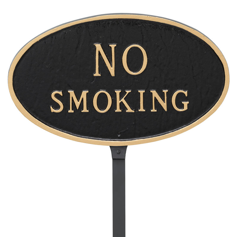 Signe de jardin «No smoking», Noir / or