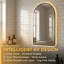Miroir de salle de bain 28 po x 48 po à DEL arqué avec cadre noir, affichage de l'heure et de la température, rétroéclairé, antibuée, éclairage 3 couleurs à intensité variable, verre antidéflagrant