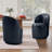 Upholstered Modern Navy Faux Leather Barrel Swivel Side Dining Chair (Set of 2)-197871046