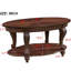 Table basse de salon ovale de 42 po, 2 tablettes en bois massif, teinte cerise, bois facile à installer de 42 po, avec assemblage facile