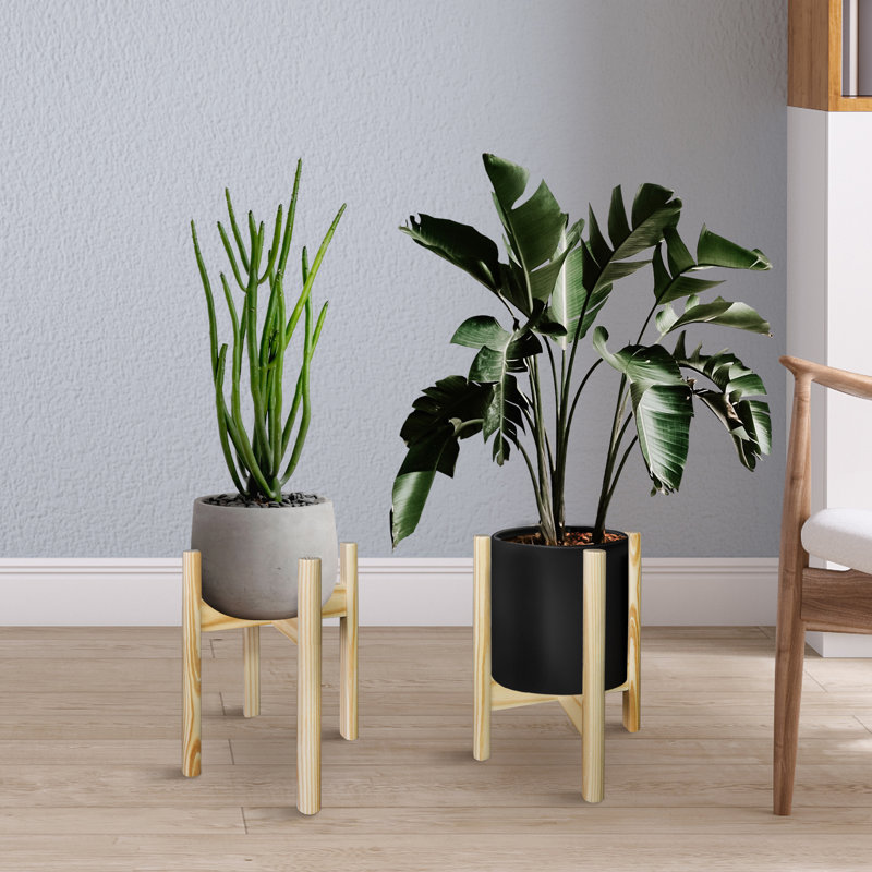 Support pour plante en bois massif à piédestal Ogallala, H 16 po x L 10 po x P 10 po, Naturel