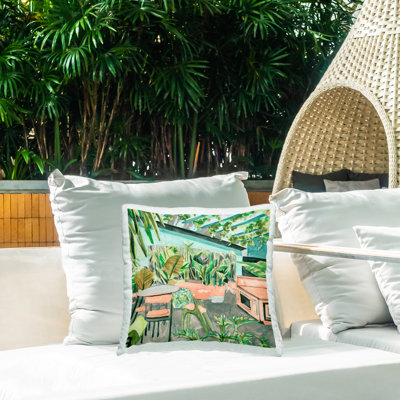 Coussin d'extérieur imprimé Greenhouse Plants Café par Melissa Wang