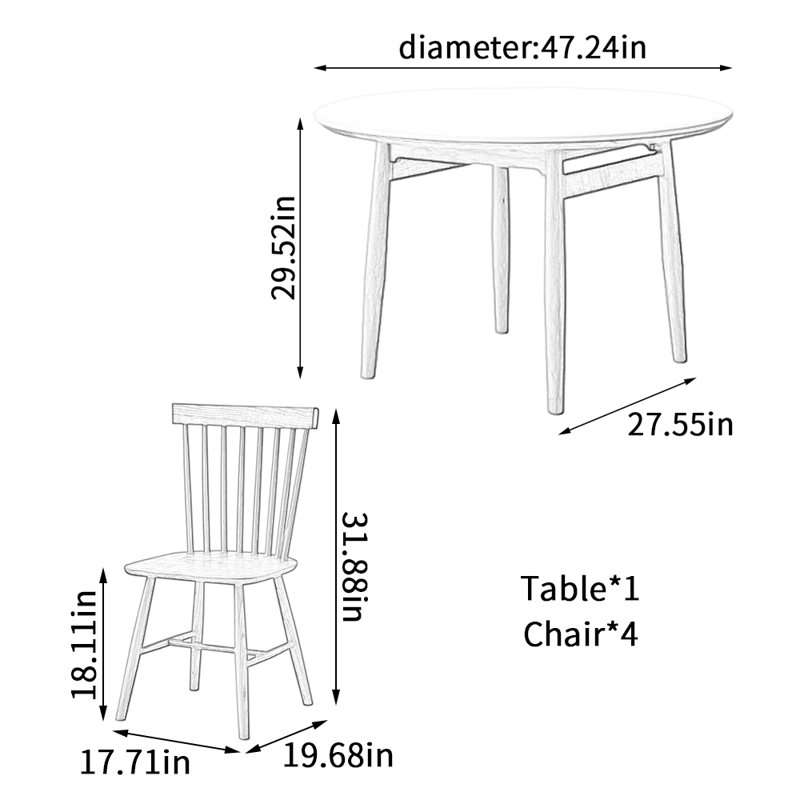 Table ronde en bois de cerisier, Blanc, H 29,52 po x L 47,24 po x l 47,24 po