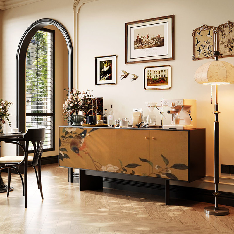 Buffet luxueux rétro de style chinois, Jaune / Noir