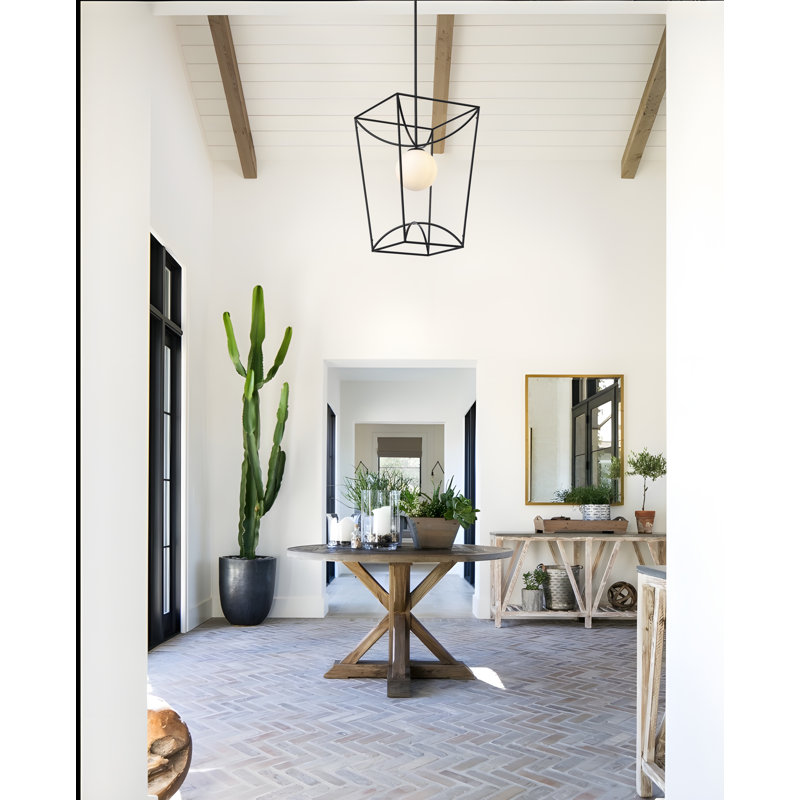 One-Light Black Glass Globe Lantern Pendant Lamp