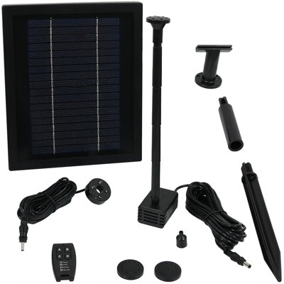 Hutchinson 65 GPH Solar Pump for Outdoor Fountains with 47" Lift and Battery Pack