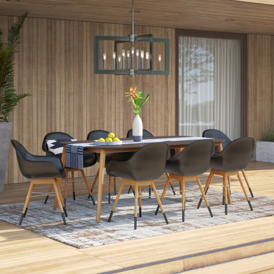 Anautica 8 - Person Wood Patio Dining Set with Rectangular Table