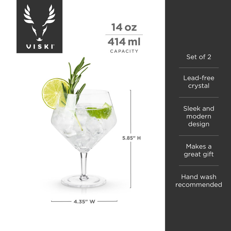 Raye Angled Crystal Gin & Tonic Glasses