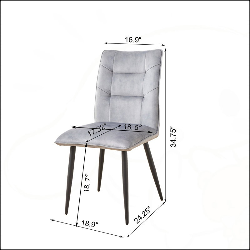 Chaises de salle à manger modernes en velours 2, Gris
