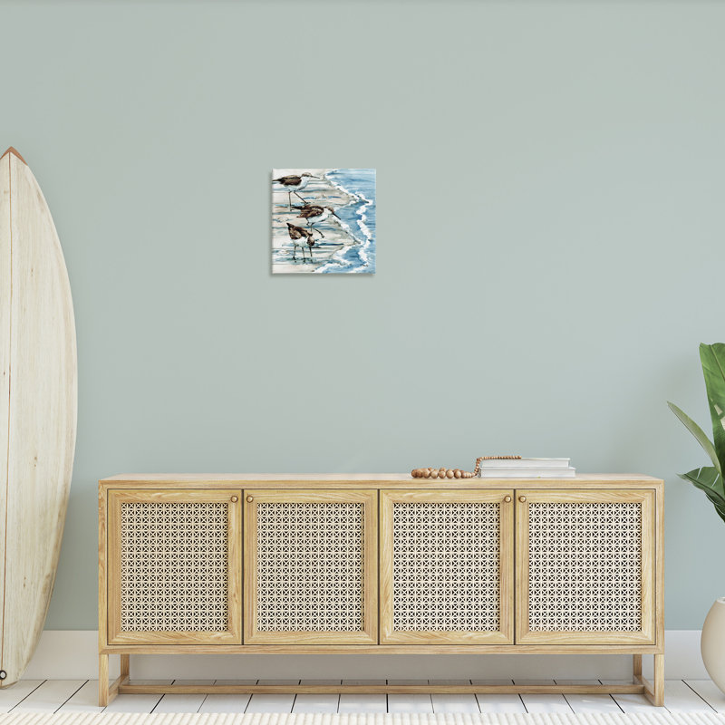 «Rockhampton Sandpipers Beach Ripples», peinture sur toile tendue, H 17 po x l 17 po x P 1,5 po