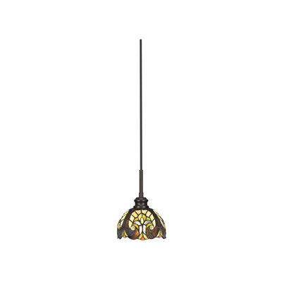Edge Cord Mini Pendant Shown In Espresso Finish With 7" Ivory Cypress Art Glass