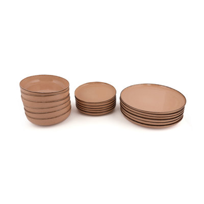Service de table élégant 18 pièces | 100% porcelaine, comprend 6 assiettes de service (10,6 x 10,6 x 1,0 po), 6 assiettes (7,9 x 7,9 x 2,0 po), 6 assiettes à dessert (7,5 x 7,5 x 1,0 po) | Va au lave-vaisselle et au micro-ondes | Parfait pour une exp?