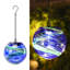 Boule de regard en verre à tourbillon solaire, lumière suspendue - décoration extérieure à DEL, boule de jardin, chaîne et crochet en métal, accent d'arbre de patio / jardin, bleu-vert-122805722