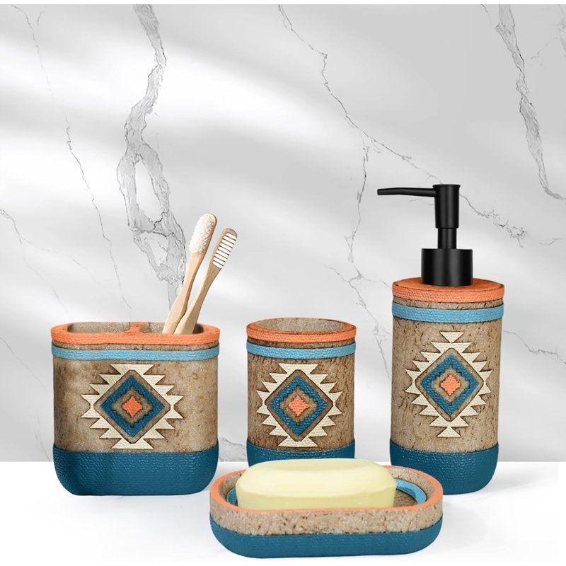 Multicolore, ensembles de salle de bain 4 pièces